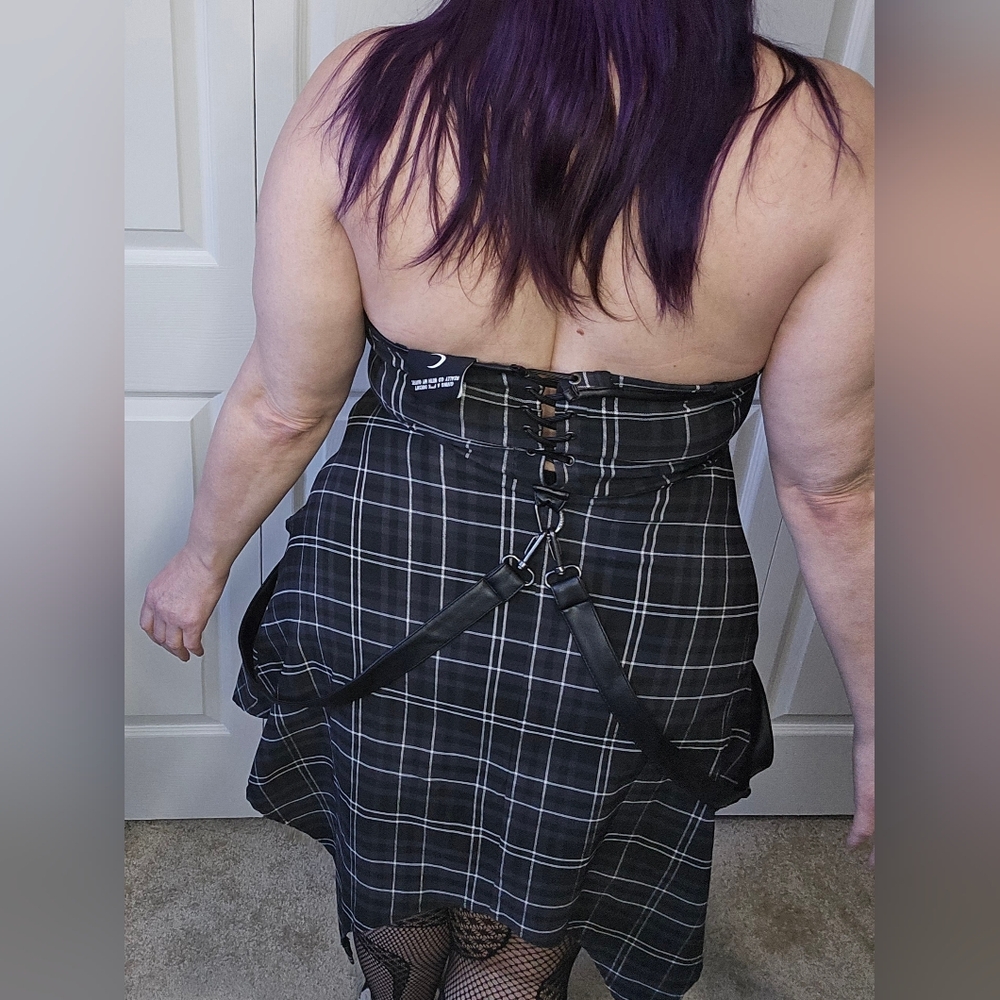 Killstar Black and White Asymmetrical Plaid Dress XL - Picture 2 of 6
